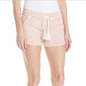 Jolt Linen Blend Tan & White Striped Shorts